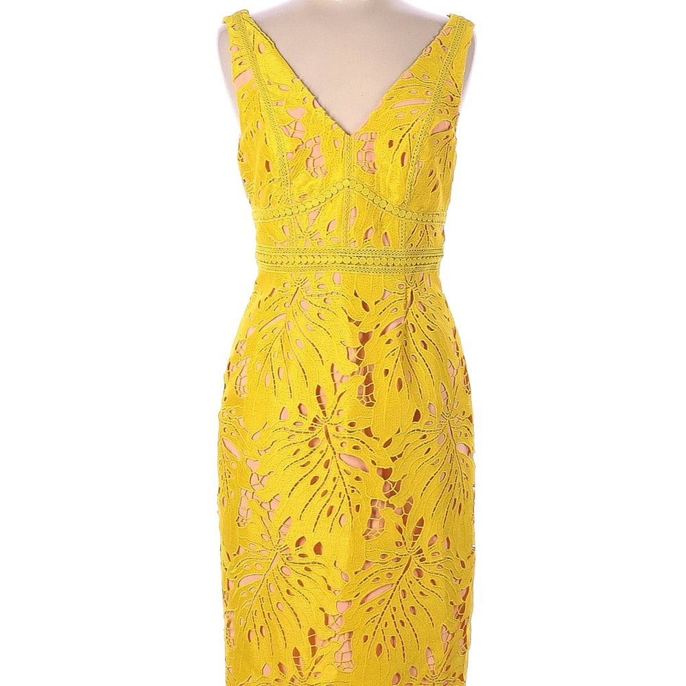 COPY - Maeve (Anthropologie ) Crotchet Embroidered Lace Dress Yellow -6